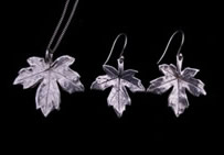 Leaf pendant with matching earrings