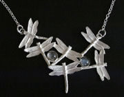 Necklace: silver dragonflies