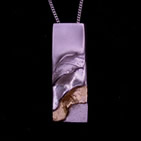 Pendant: slim silver rectangle with three-coloured ripple effect