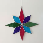Stained glass window hanger: star mosaic